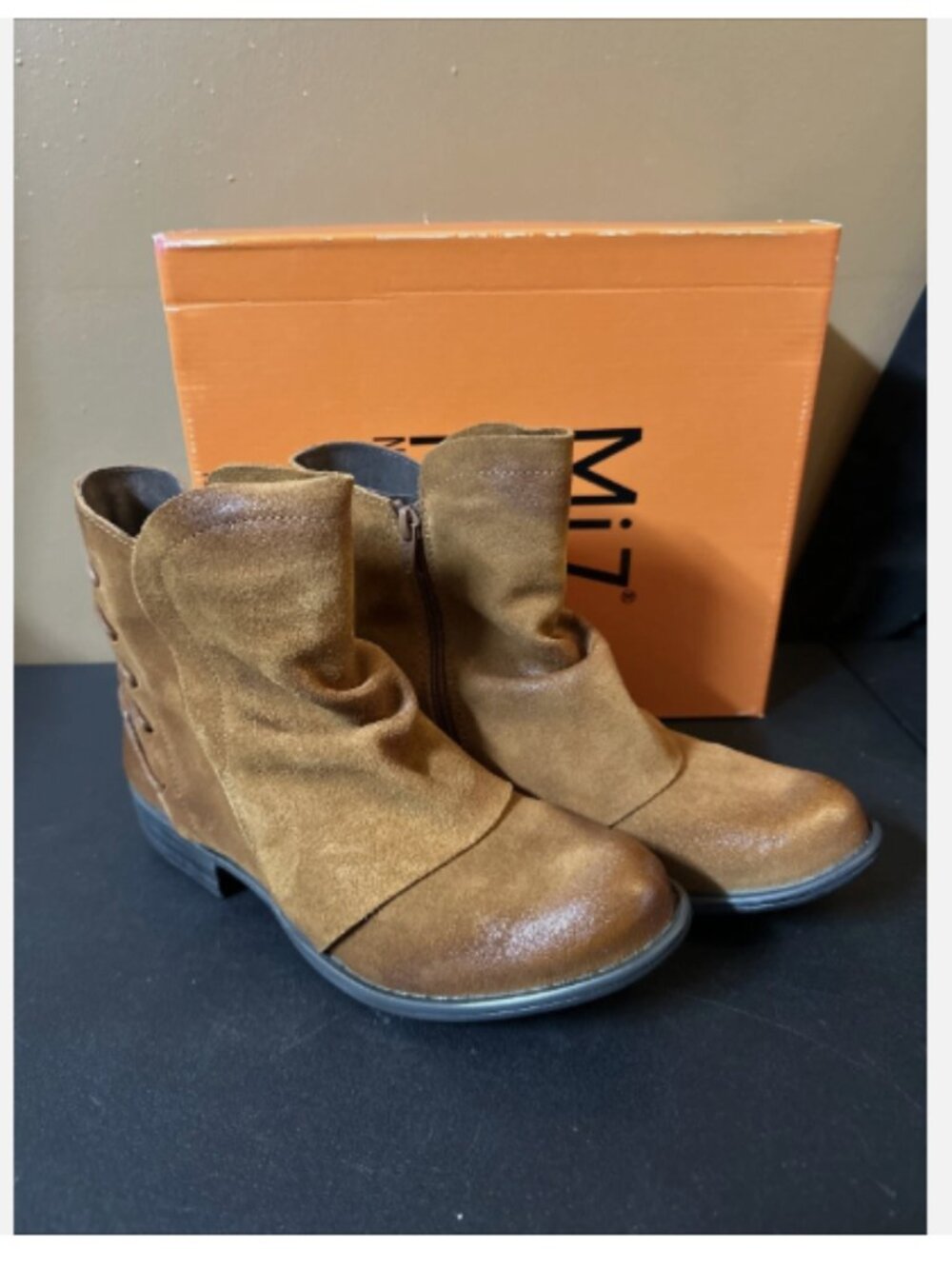 Miz Mooz Suede Ruched Ankle Boots-Dotti-Wheat Suede- EU 38-NEW-A670295
